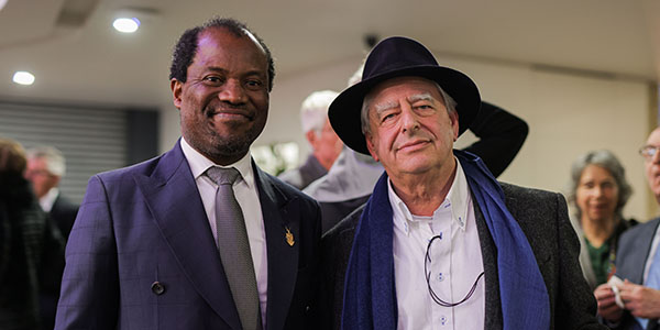 Wits VC Prof Zeblon Vilakazi with artist and alumnus William Kentridge at WAM July 2022
